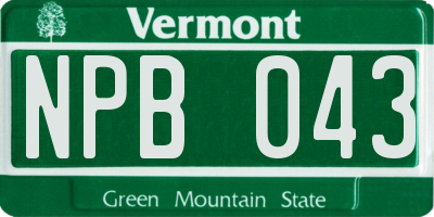 VT license plate NPB043