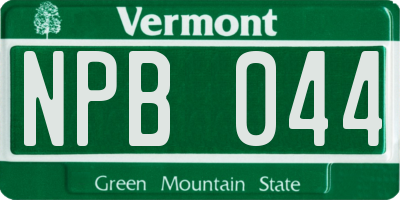 VT license plate NPB044