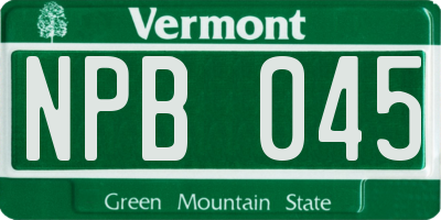VT license plate NPB045