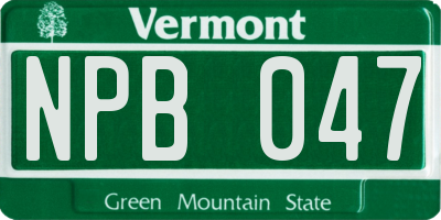 VT license plate NPB047