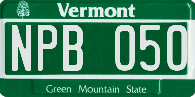 VT license plate NPB050