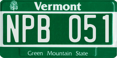 VT license plate NPB051