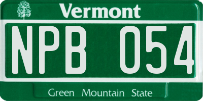 VT license plate NPB054