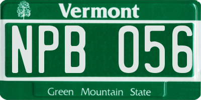 VT license plate NPB056