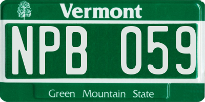 VT license plate NPB059