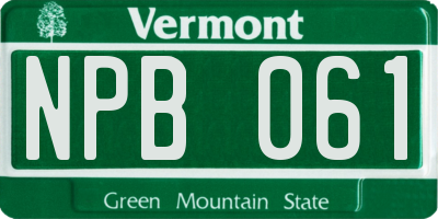 VT license plate NPB061