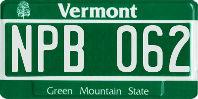 VT license plate NPB062