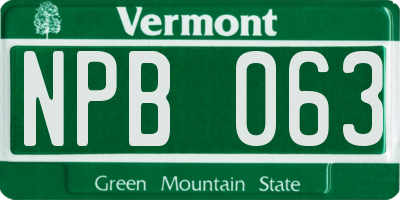 VT license plate NPB063