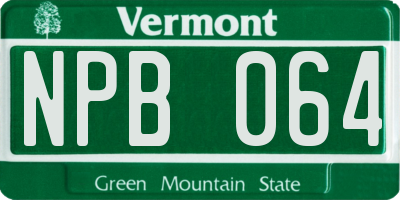 VT license plate NPB064