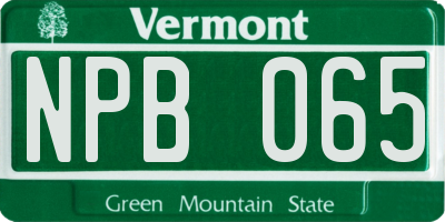VT license plate NPB065