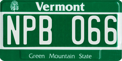 VT license plate NPB066