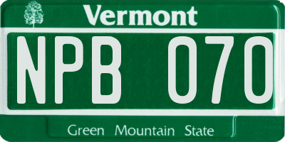 VT license plate NPB070