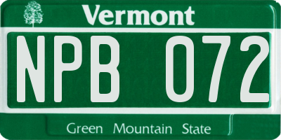 VT license plate NPB072