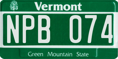 VT license plate NPB074