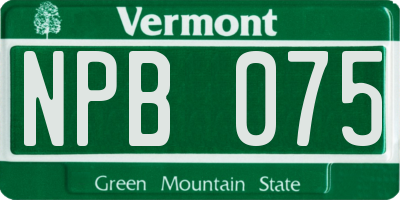 VT license plate NPB075