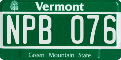 VT license plate NPB076