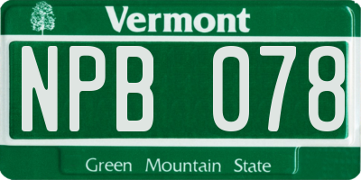 VT license plate NPB078
