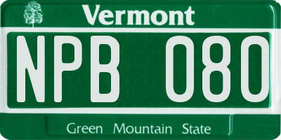 VT license plate NPB080