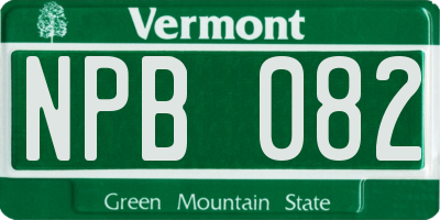 VT license plate NPB082
