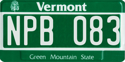 VT license plate NPB083