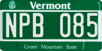VT license plate NPB085