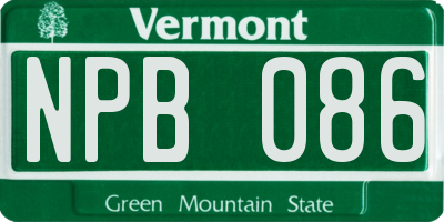 VT license plate NPB086