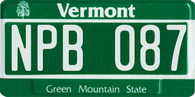 VT license plate NPB087