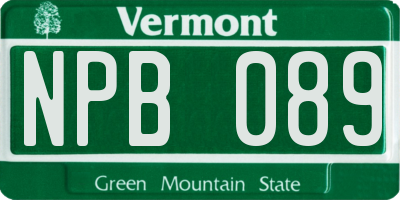 VT license plate NPB089