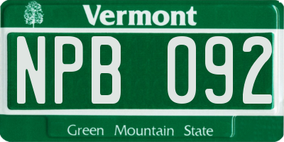 VT license plate NPB092