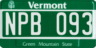 VT license plate NPB093