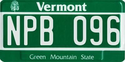 VT license plate NPB096