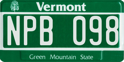 VT license plate NPB098
