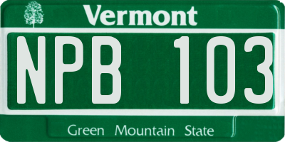 VT license plate NPB103