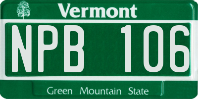 VT license plate NPB106