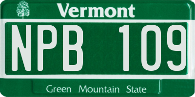 VT license plate NPB109
