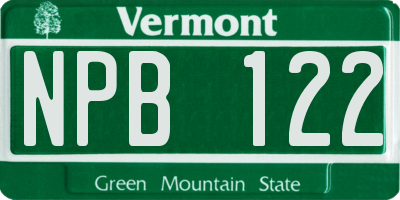 VT license plate NPB122