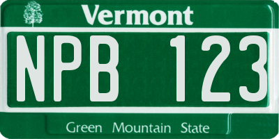 VT license plate NPB123