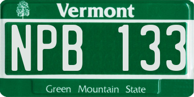 VT license plate NPB133