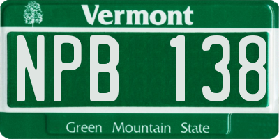 VT license plate NPB138