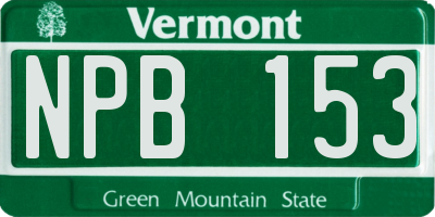 VT license plate NPB153