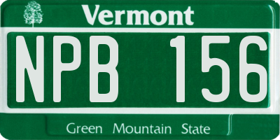 VT license plate NPB156