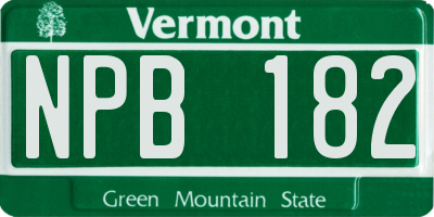VT license plate NPB182