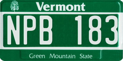 VT license plate NPB183