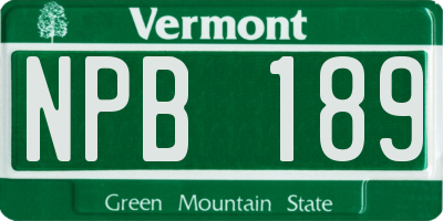 VT license plate NPB189