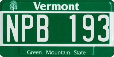 VT license plate NPB193
