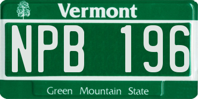 VT license plate NPB196