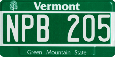 VT license plate NPB205