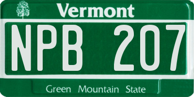 VT license plate NPB207