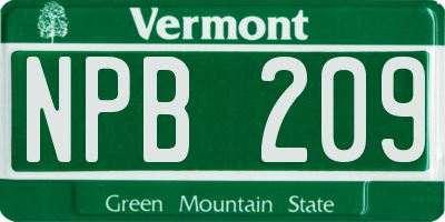 VT license plate NPB209