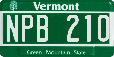 VT license plate NPB210